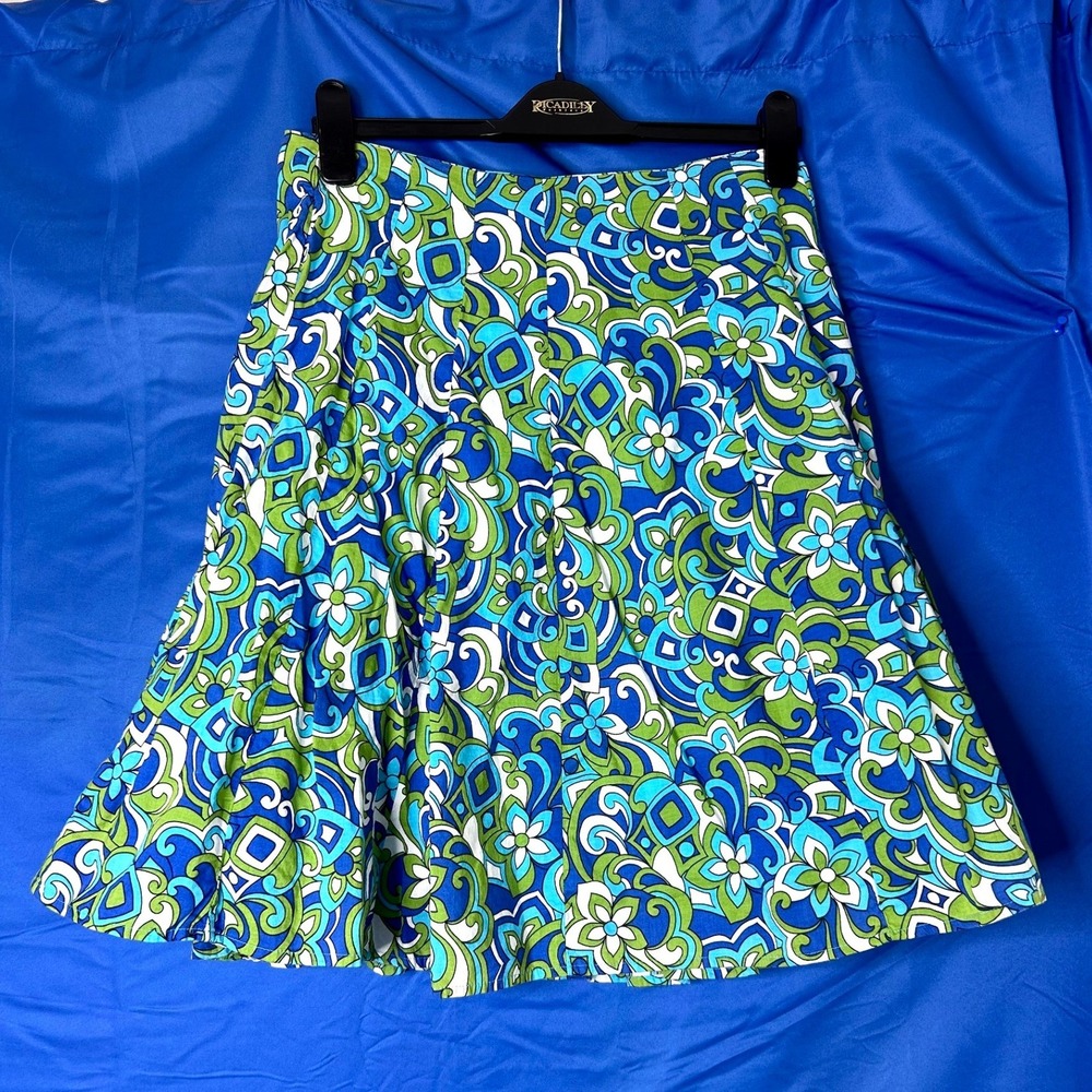 Vtg Womens Colorful Y2K Pleated Skirt Sz 4 Vibrant Flower Power Mod Retro Cotton